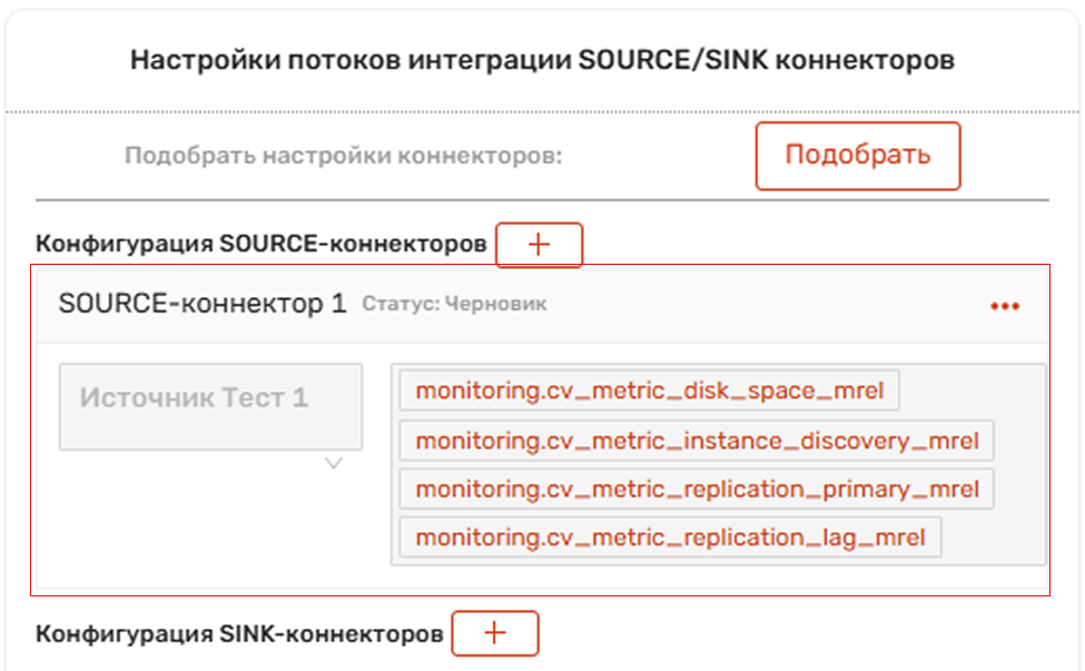 Отображение SOURCE-коннектора в списке